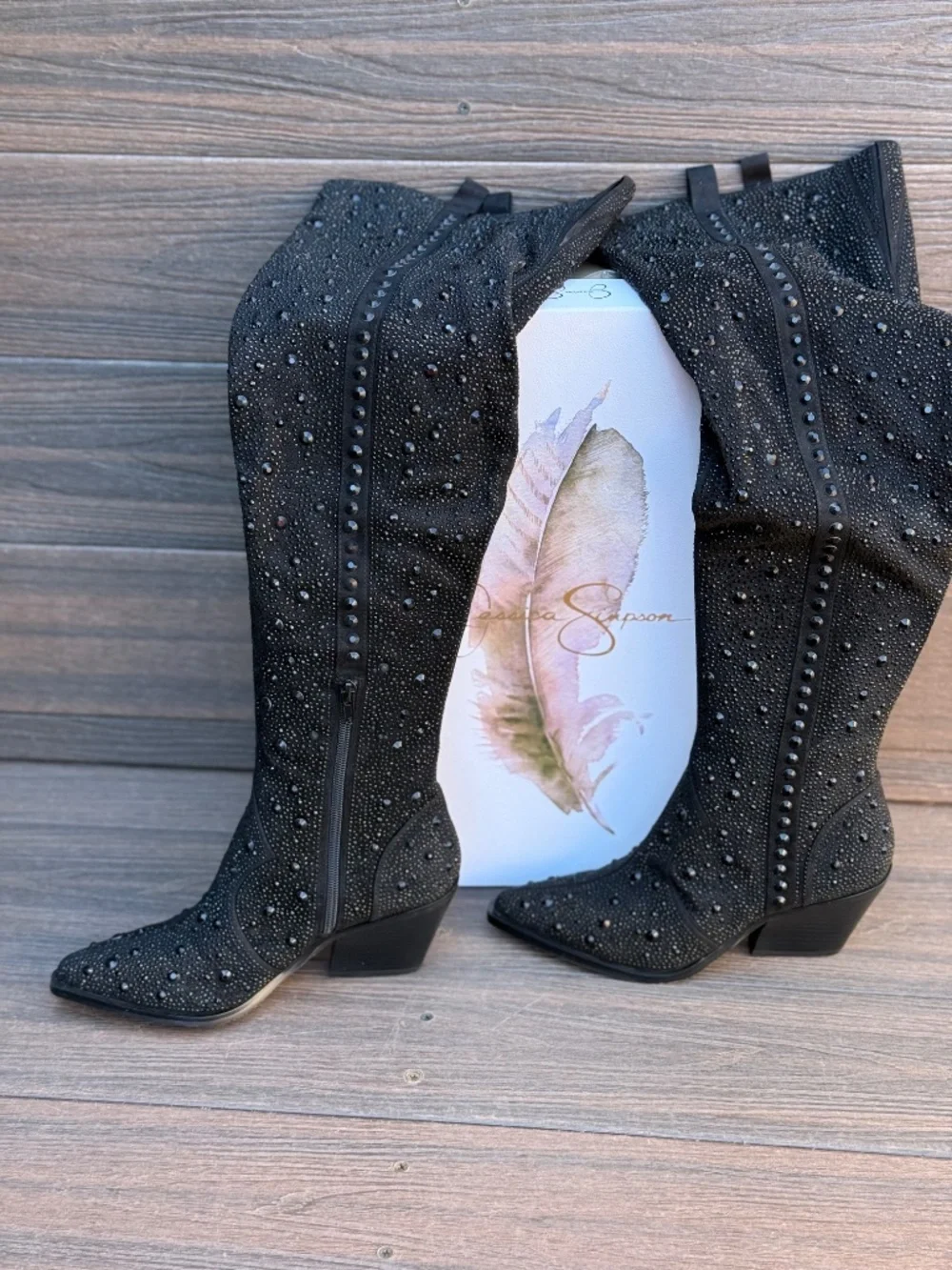 Jessica Simpson OTK crystal western boot size 7.5